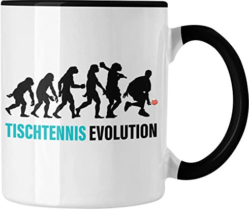 Trendation - Tischtennis Evolution Tasse Geschenk Tischtennisspieler Geschenkidee Lustig für Männer Tischtennis Zubehör (Schwarz)