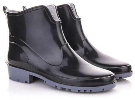 Lemigo Stivali da Donna Stivaletti di Gomma Impermeabili Elke (Nero, Sistema Taglie Calzature EU, Adulto, Numero, Media, 42)