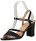 VAN HILL Damen Klassische Sandaletten Blockabsatz Schuhe Elegante Party Abendschuhe Glitzer Absatzschuhe 203048 Schwarz Lack 37