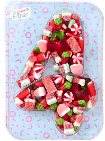 Gommy's Factory Party Numbers nº 4. Tarta de gominolas para cumpleaños con forma de números. 500g de chuches