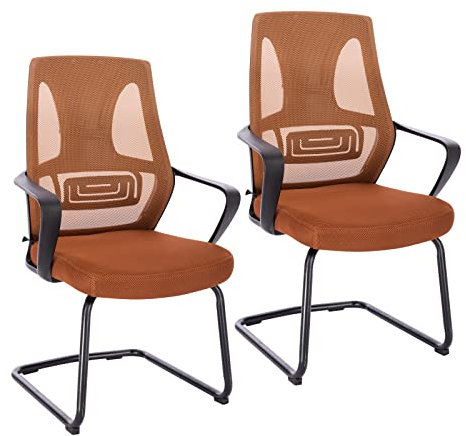 SVITA Delta 2er-Set Besucherstuhl Konferenzstühle Freischwinger mit Armlehnen Braun