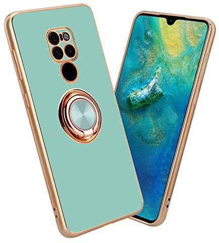 Cadorabo Hülle kompatibel mit Huawei Mate 20 Schutzhülle TPU Silikon Case mit Ring Design mit Kameraschutz Slim Kratzfest Weiche Gummi mit Rundumschutz Case Hülle für Huawei Mate 20 in Türkis