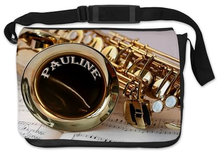 DRUC KLAUS Personalisierte Notentasche Saxophon – Schultasche Saxophon mit Namen – stylische und praktische Tasche für Noten mit individuellem Namen