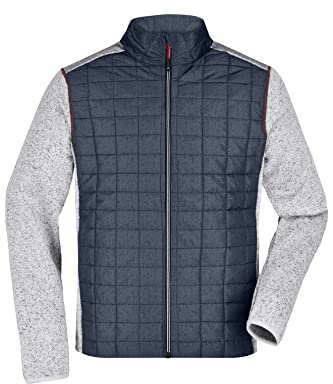 James & Nicholson Herren Melange Strickfleece Hybridjacke - Jacke aus Strickfleece mit Stehkragen in Melange-Optik | Farbe: light-melange/anthracite-melange | Grösse: M