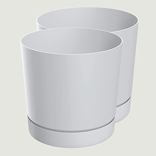 Zero Home - 2er Set Blumentöpfe I Blumentopf mit Untersetzer I Moderne Design I Aus Haltbarem Material I Schale mit Entwässerungslöchern I Hergestellt in EU I Premium Qualität I WEIß Duo ⌀ 20 cm