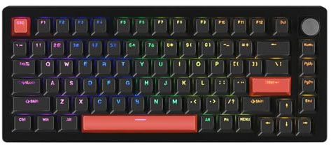 DrunkDeer A75 Gaming Keyboard, Magnetic Switches, Rapid Trigger, World's Fastest Mechanical Keyboard, 82 Keys with Knob with OEM-PBT-B-Orange -Shine-Through Keycap