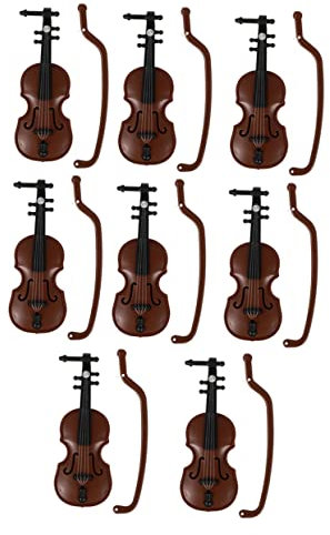 Zerodeko 8st Puppenhaus-Geige Geigenspielzeug Miniatur Musical Geige Mit Bogen Geigenmodell Spielzeug Miniatur-musikinstrumente Puppenhaus Geige Spielzeug Holzdekor Violine Plastik Zubehör