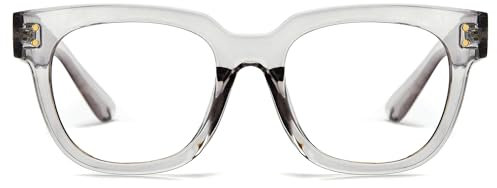 Cyxus Nerd Brille Ohne Stärke Blaulichtfilter Brille Herren Damen Mode Retro Brillenfassung Stil für PC TV Tablet Unisex (8153T43 Grau)