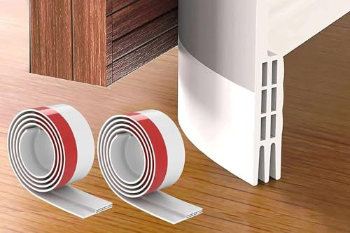 2 Pack Draft Excluder for Doors, Self Adhesive Door Draft Excluder Soundproof Weather Proof Draught Excluder for Doors 2 W x 39 L White