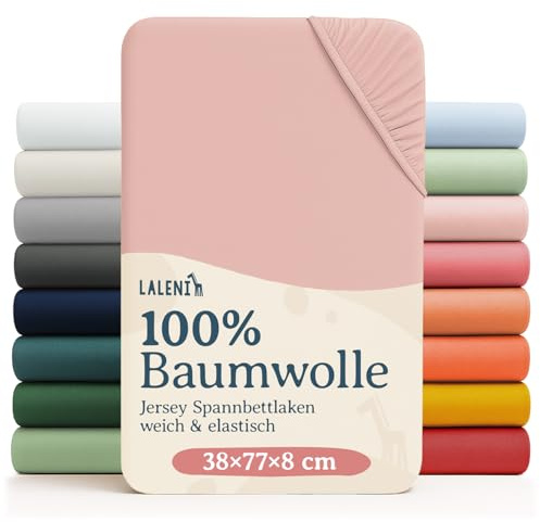 Laleni Jersey Spannbettlaken, 38x77cm, für Baby Beistellbett & Stubenwagen, 100% Baumwolle, Oeko-TEX Zertifiziert, 2er Set, Rosa