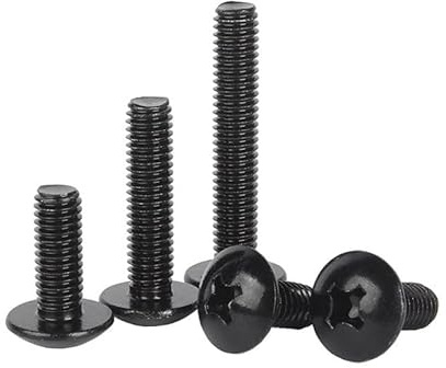 MOOPW Acciaio inossidabile 304 Croce Bulloni a testa tonda Fungo | Nero Zinco Viti Machine Elementi di fissaggio M5 x 12mm 20 Pcs
