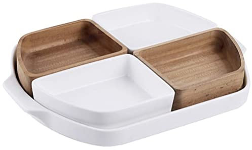 LXYDPZ Serviertablett aus Holz mit Fach, Servierbehälter für Süßigkeiten und Nüsse, Vorspeisentablett, Snackschale, Dessert-Servierplatte für Obst, Pistazien, Sonnenblumenkerne, Vorspeise A (A)