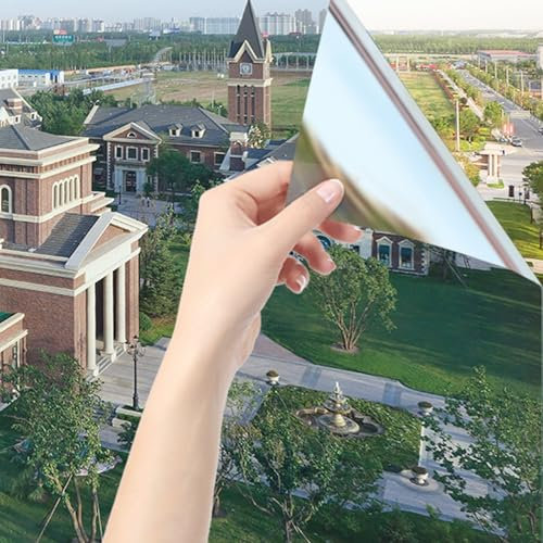 Vinilo para Ventanas Efecto Espejo Cristal Unidireccional Lámina Protector Solar Privacidad, Anti 99% UV Unidireccional Protector De Solar, Película De Protección Solar Autoadhesiva para Interiores (