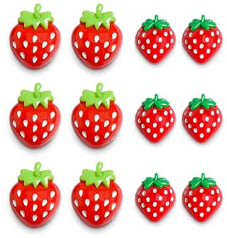 Zreal 12Pcs 3D Strawberry Cute Fridge Magnets, Red Refrigerator Magnets, Funny Magnets for Fridge Decorative Magnets for Kitchen Office Locker (Red Glossy, 6 Small + 6 Large