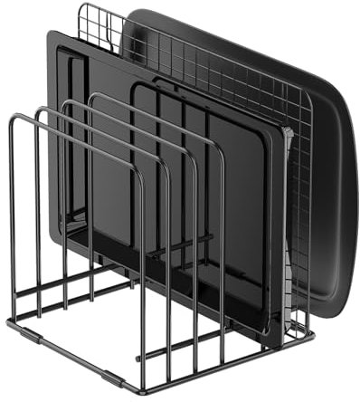 Mythco Kitchen Cabinet Cutting Board Organizer, Cookie Sheet Storage Rack,Cabinet Dividers Holder with 5 Slots for Baking Pan Tray Organizer (1 PC)