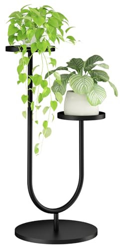 Bamworld Porta Piante da Esterno Interno Portavasi da Interno Portavasi Ferro Supporto per Piante Scaffale per Piante da Balcone(Nero)