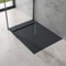 doporro Receveur de Douche Design Ultra Plat 4 cm Bac à Douche Rectangulaire en Solid Surface Gris Noir Mat Geoma04 75x100x4 cm avec Bonde AL01