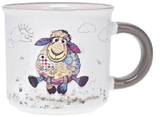 KIUB Mini tasse expresso - motif mouton qui court - porcelaine fine - contenance 125ML et hauteur 6,5CM