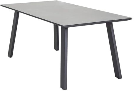 Home4You Gartentisch - 180 x 90 cm - Anthrazit - Grau - Keramikplatte - Aluminiumgestell