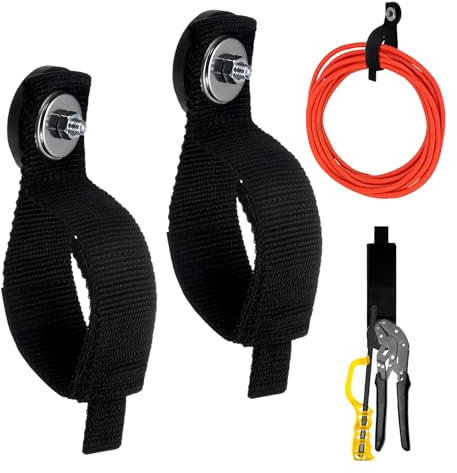M METERXITY 2-Pack Magnetic Rope Holder, 1.7 Dia Garage Workshop Rope Accessories, Extension Cord Holder, Tool Organization Cord Strap for Hanging/Cables/Magnet Storage Hooks