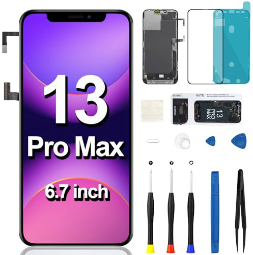 Kit de repuesto de pantalla para iPhone 13 Pro Max con auricular, altavoz, sensor de proximidad, cable flexible, pantalla LCD, marco digitalizador táctil 3D, montaje completo, A2643, A2641, A2644
