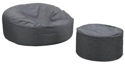 Home Deluxe XXL Outdoor Sitzsack Cloud mit Hocker - Anthrazit | wetterfester Sitzsack XXL, Sitzsack für draußen XXL, großer Outdoor Sitzsack