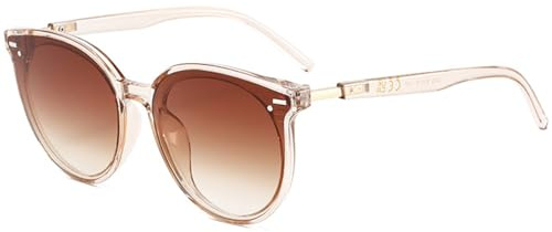 CIKJUK Sonnenbrille Rund Damen Herren - Trendy Retro Cateye Runde Gläser Brille UV400 Schutz Sonnenbrillen-Hellbraun/Braun