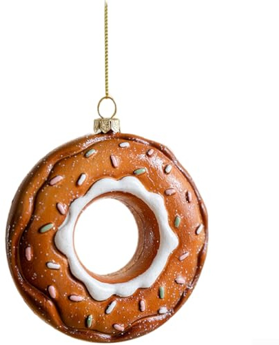 Festliche Hängeornamente aus Kunststoff für den Weihnachtsbaum mit Keks-, Kuchen-, Altenmann- und Chef-Designs (Donut)
