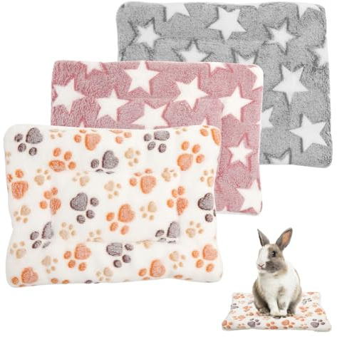 YPLANGENT 3 Stück PlüSchbett Flauschiges Fleece Kaninchen Bett Meerschweinchen Zubehoer Meerschweinchen Bett Kaninchenbett Matte für Kaninchen EichhöRnchen Hamster 32 × 25 cm