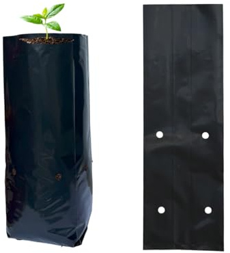 gardtree 100 Pcs Tall Plant Nursery Bags 3.9 x 10, Deep Root Plastic Plant Grow Bags Thicken Tree Seedling Pots for Vegetables, Flower, Fruit, Citrus, Nut Trees, Taproot Saplings