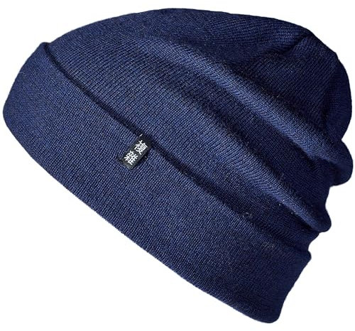 Enter the Complex® Merino Mütze Herren, Beanie Damen, 100% Merino Wolle, Warm und Dünn, Zweilagige Strickmütze, Navy