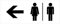 WC-Aufkleber Vinyl - Frau⎮Mann mit Pfeil nach links, Größe 128x50mm