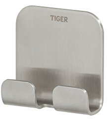 Tiger Colar Haken zum Kleben, Edelstahl gebürstet, mit integrierter Klebefolie zur Montage ohne bohren