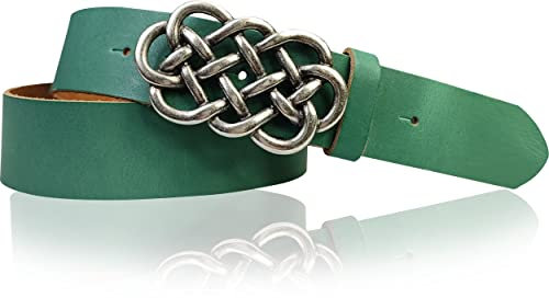 FRONHOFER Damen Ledergürtel 4 cm echt Leder mit keltischer Gürtelschnalle altsilber, 18220