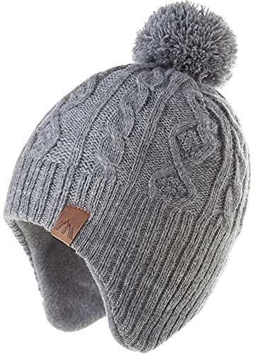 AHAHA Wintermütze Junge and Baby - Fleece-Gefüttertes Ski Beanie Kinder Strick Earflap Mütze 51CM