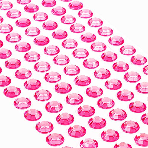 Movoja Pinke Strasssteine - runde Glitzersteine 147 Stück 10 mm selbstklebend zum Verzieren und Basteln | Schmucksteine zum aufkleben | Steinchen Dekosteine Bastelsteine Pink