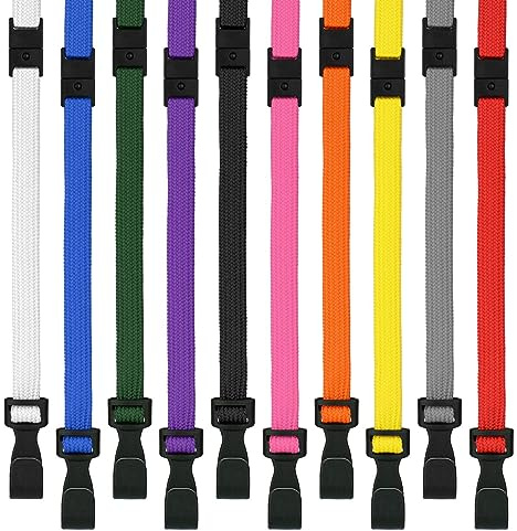 CKB LTD Weiß Wegbrechen Sicherheitsleine Schlüsselbändern mit J-Haken-Clips aus Kunststoff für Messen, Festivals, Feierlichkeiten, Konferenzen, Tagungen, Partys, Veranstaltungen uvm - 50 Stück