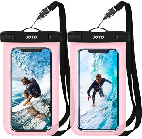 JOTO 2 Stück wasserdichte Handyhülle IPX8 Unterwasser Wasserfest Handytasche für iPhone 16 15 14 13 12 11 Pro Max Plus Galaxy S24 S23 A15 Xiaomi bis 7 Zoll Phone Case –Pink