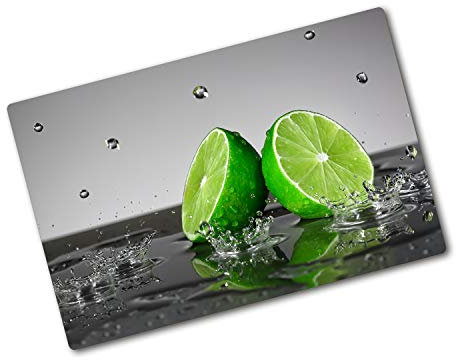 Glass Kitchen Board 80x52 cm Food Contact Printed Smooth Surface Stain and Heat Resistance Bacteria-Resistant Non-Slip Feet Polished Edges Rectangular Glass Easy to Clean - Lime in Water