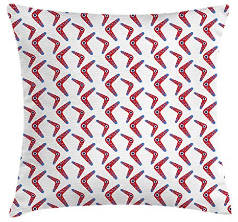 ABAKUHAUS Aboriginal Throw Pillow Cushion Cover, Boomerang Style Motifs with Ornamental Art, Decorative Square Accent Pillow Case, 20 X 20 Inches, Vermilion Multicolor