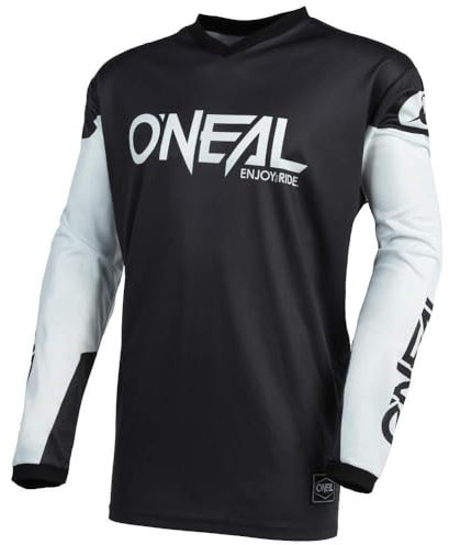O'NEAL | Motocross-Trikot | Enduro MX | Atmungsaktives Material, gepolsterter Ellenbogenschutz, Passform für maximale Bewegungsfreiheit | Element Jersey Threat | Erwachsene | Schwarz Weiß | Größe L