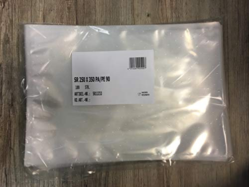 Allfo 1000 stück glatte Vakuumbeutel Siegelrandbeutel Gefrierbeutel 250 x 350 mm, Transparent, Wegwerfbar, Polyethylen (PE) oder Polypropylen (PP), Selbstklebend, Wiederverschließbar