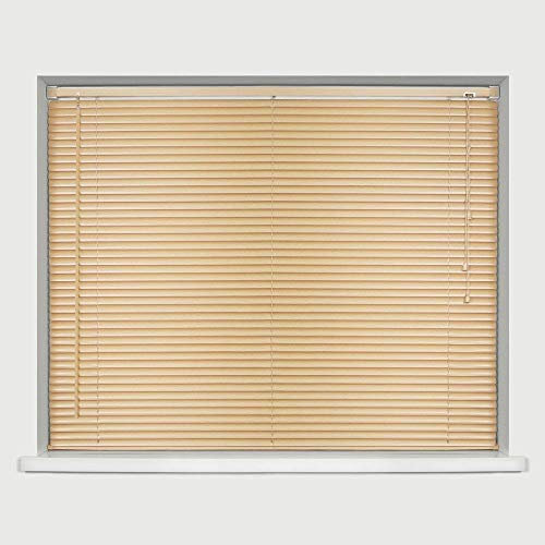 Optimal Products PVC Window Venetian Blinds Strong Trimmable Easy Fit Child Safe Home Office Blind Black Cream White Silver Teak And Natural (Natural, 45 x 150 cm)