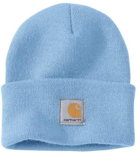 Carhartt Mens A18 Stretchable Rib Knit Acrylic Watch Beanie Hat Light Blue