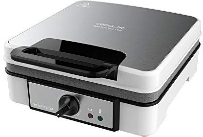 Cecotec Elektrisches Waffeleisen Fun Gofrestone 4Inox. 1200 W, Edelstahl, 4 Waffeln gleichzeitig, Antihaftbeschichtung Rockstone, einstellbare Temperatur