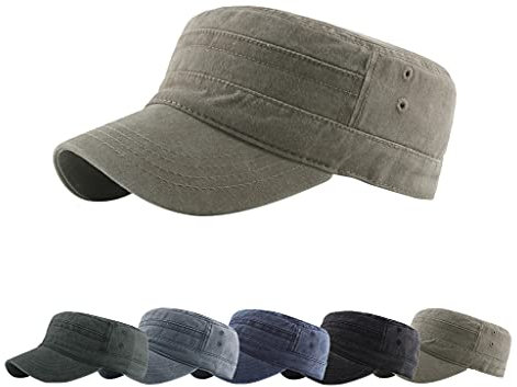 CheChury Unisex Army Military Cap Herren Army Stil Cap Baumwolle Baseballmütze Kappe Einstellbare Vintage Flat Cap für Wandern und Sport
