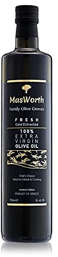 MasWorth Extra Virgin Olive Oil (Large 750ml bottle) - Family Olive Groves - High Polyphenol Olive Oil - Fresh Harvest – Cold Extracted EVOO - Low Acidity - High Phenolic