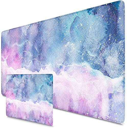 Beydodo Mauspad XXL, 900X400X3MM Mousepad Tischunterlage Large Size Multifunktionales, Großes Mauspad für Sternenhimmel-Roaming, Pink Marmorelemente