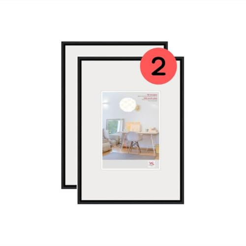 walther design Marco de fotos negro 40 x 60 cm con Vidrio acrílico paquete doble, New Lifestyle Marco de plástico KVX460BD