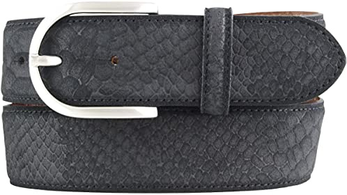BELTINGER Damen-Gürtel mit Pythonprägung 4 cm | Leder-Gürtel für Damen 40mm Schlangen-Optik | Schlangen-Muster Python-Muster | Schwarz 105cm